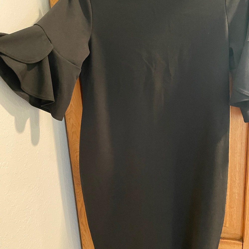 Black Maternity Dress with Ruffle Sleeves